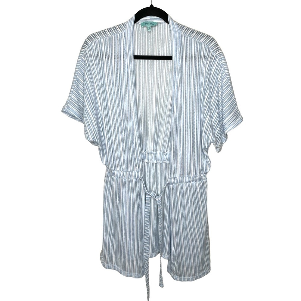 Aruba Blue White & Blue‎ Stripe Swim Cover Up Robe XL